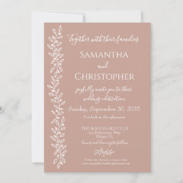Invitación Boda Mínimo Botánico Romántico de Rubor Pink Boho