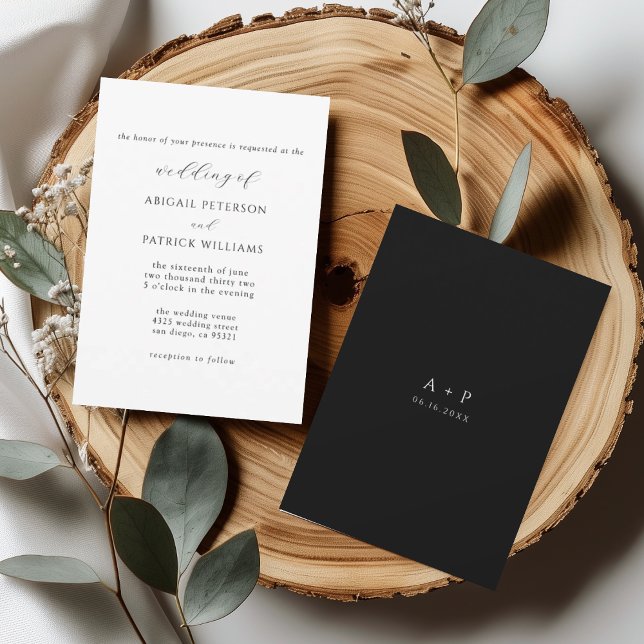 Invitación Boda mínimo clásico blanco y negro (Subido por el creador)