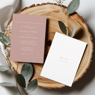 Invitación Boda Mínimo Clásico Dusty Rosa