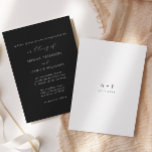 Invitación Boda mínimo clásico negro y blanco<br><div class="desc">Negrita. Elegante. Sin tiempo. Esta invitación a la boda Minimalista clásica blanca y negra es la elección perfecta para las parejas que aprecian un diseño limpio con un toque sofisticado. Con un elegante fondo negro, un crudo texto blanco y una elegante tipografía, esta invitación rebosa de refinamiento moderno y mantiene...</div>