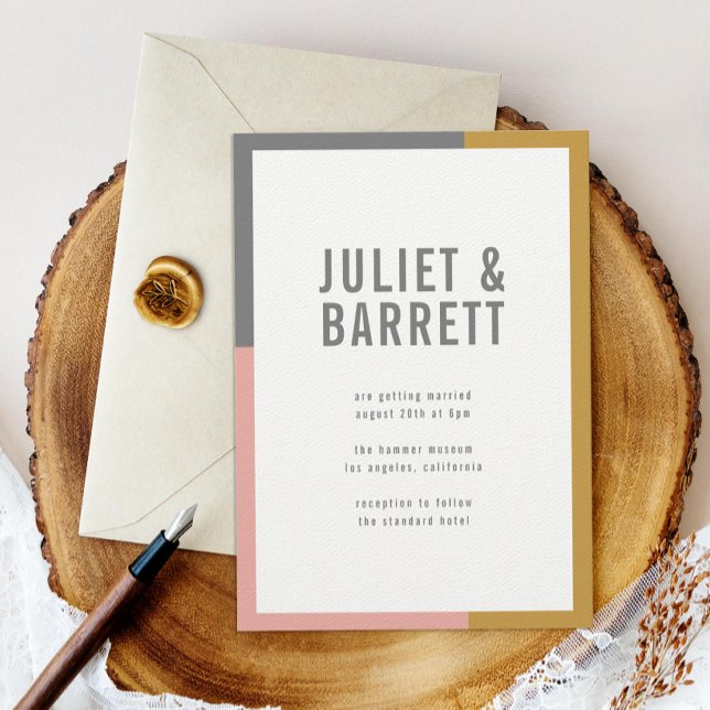 Invitación Boda mínimo de bloques de color (Subido por el creador)