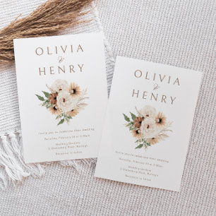 Invitación Boda Mínimo De Boho Floral Moderno