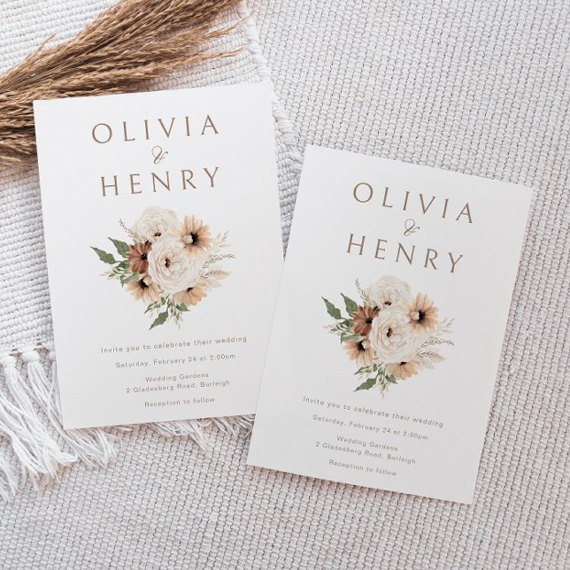 Invitación Boda Mínimo De Boho Floral Moderno (Subido por el creador)