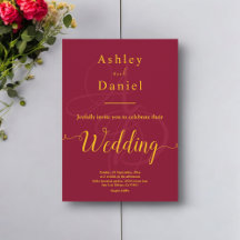 Boda Mínimo De Burgundy Y Oro Monograma Fancy