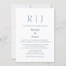 Invitación Boda mínimo de código QR de código azul turbio