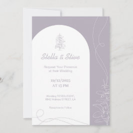 Invitación Boda mínimo de color claro dibujado a mano