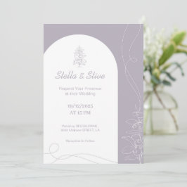 Invitación Boda mínimo de color claro dibujado a mano