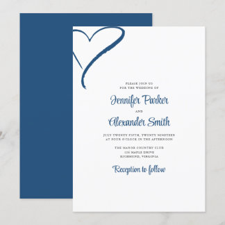 Invitación Boda Mínimo De Corazón Destituido A Mano