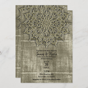 Invitación Boda mínimo de Earthy Rustic Tan Mandala
