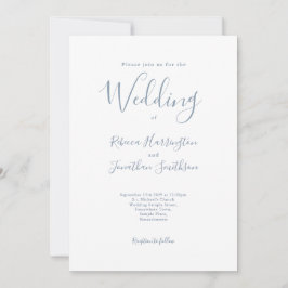Invitación Boda mínimo de guiones azul turbio