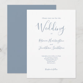 Invitación Boda mínimo de guiones azul turbio