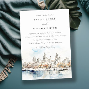 Invitación Boda mínimo de la acuarela de Kansas City Missouri