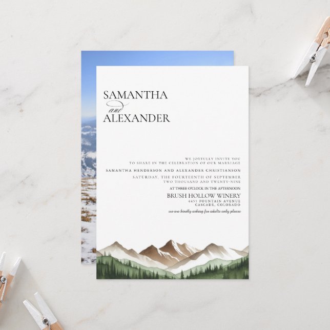 Invitación Boda Mínimo de Montaña (Anverso/Reverso In Situ)