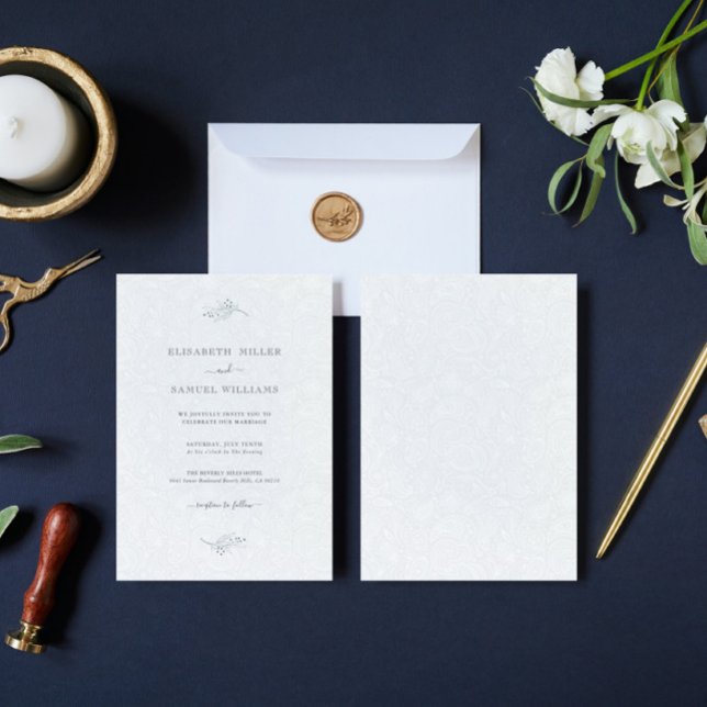 Invitación Boda Mínimo De Paisley Blanco Entusiasmado (Subido por el creador)