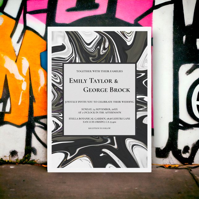 Invitación Boda Mínimo De Resumen Blanco Y Negro Moderno (Subido por el creador)