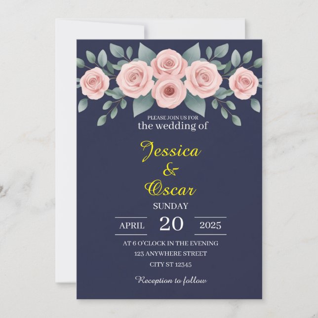 Invitación Boda mínimo de Rubor y Marina (Anverso)