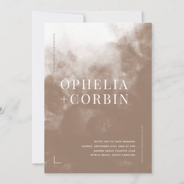 Invitación Boda mínimo de Smokey Brown (Anverso)