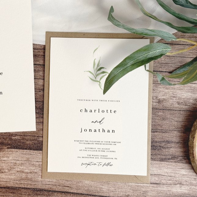 Invitación Boda mínimo de vegetación rústica (Subido por el creador)
