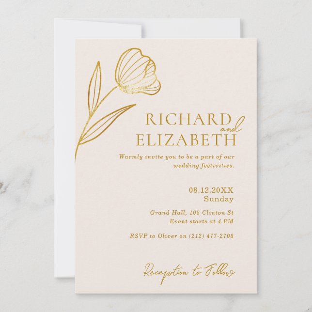Invitación Boda Mínimo del Boho Botánico Floral (Anverso)