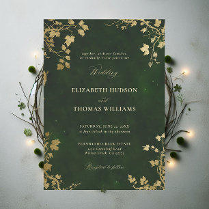 Invitación Boda Mínimo del Marco Escándalo Oro Mágico del Bos