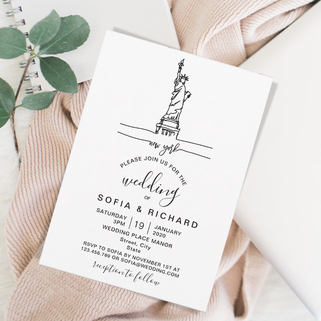 Invitación Boda Mínimo Destino NYC NUEVA YORK LIBERTAD (Subido por el creador)