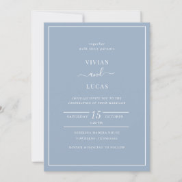 Invitación Boda Mínimo Dusty Azul Moderno