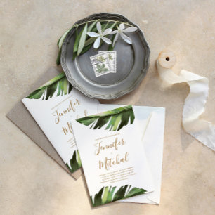 Invitación Boda Mínimo Floral Tropical De Palm Leaf