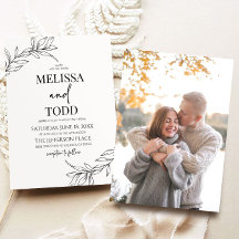 Boda mínimo Minimalista de hoja de la rama blanca 