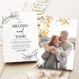 Invitación Boda mínimo Minimalista de hoja de la rama blanca