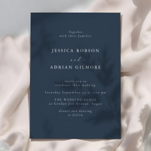 Invitación Boda mínimo moderno azul marino