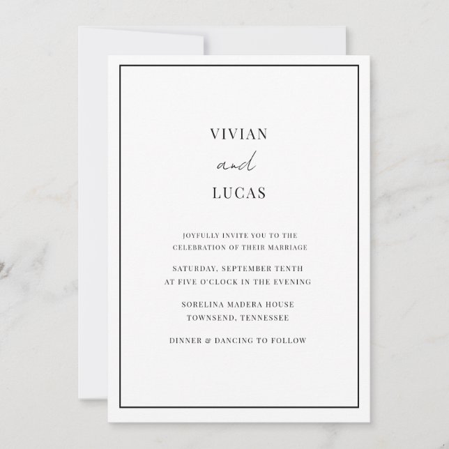 Invitación Boda Mínimo Moderno Blanco (Anverso)