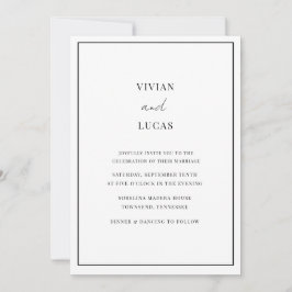 Invitación Boda Mínimo Moderno Blanco