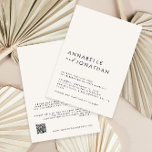 Invitación Boda mínimo moderno Detalles del código QR<br><div class="desc">Moderno,  minimalista,  simple y elegante boda,  detalles e invitación al código QR. Parte de una colección moderna.</div>