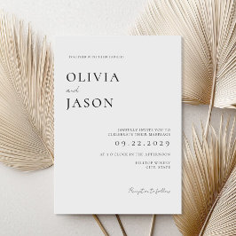 Invitación Boda mínimo moderno en blanco y negro