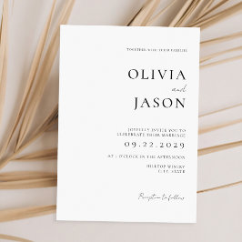 Invitación Boda mínimo moderno en blanco y negro