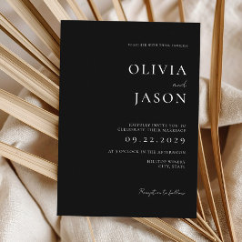 Invitación Boda mínimo moderno en blanco y negro