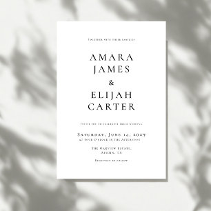 Invitación Boda mínimo moderno en blanco y negro