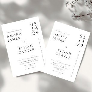 Invitación Boda mínimo moderno en blanco y negro