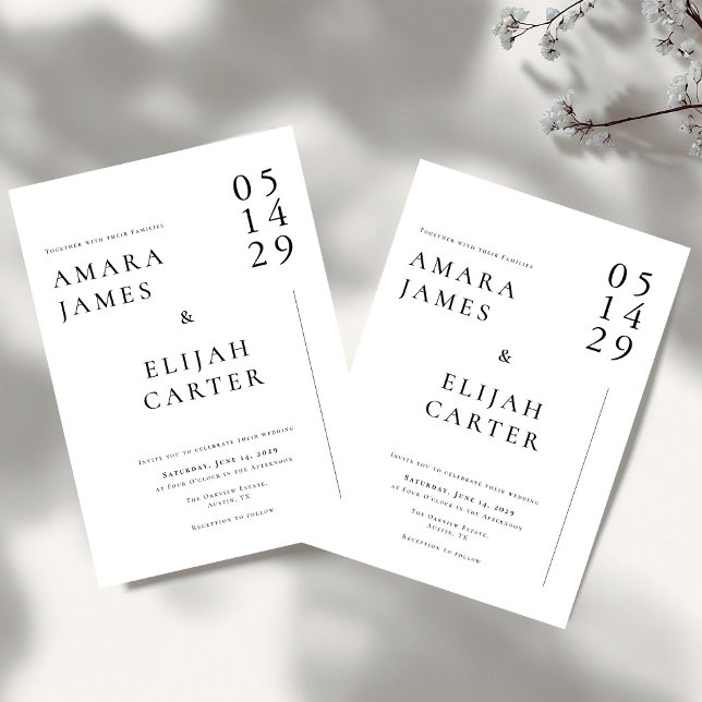 Invitación Boda mínimo moderno en blanco y negro (Subido por el creador)