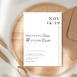 Invitación Boda mínimo moderno en blanco y negro