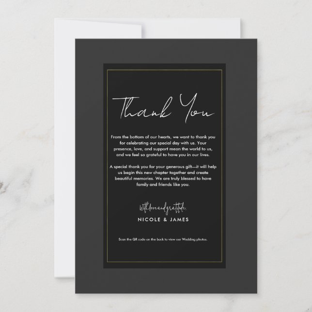 Invitación Boda Mínimo Moderno Gris Negro Gracias (Anverso)
