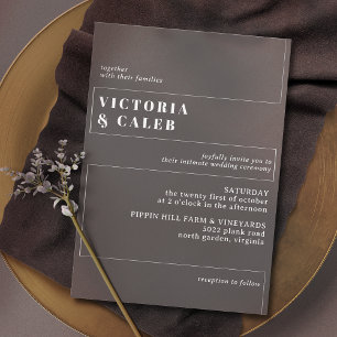 Invitación Boda Mínimo Moderno Moody Blanco y Negro
