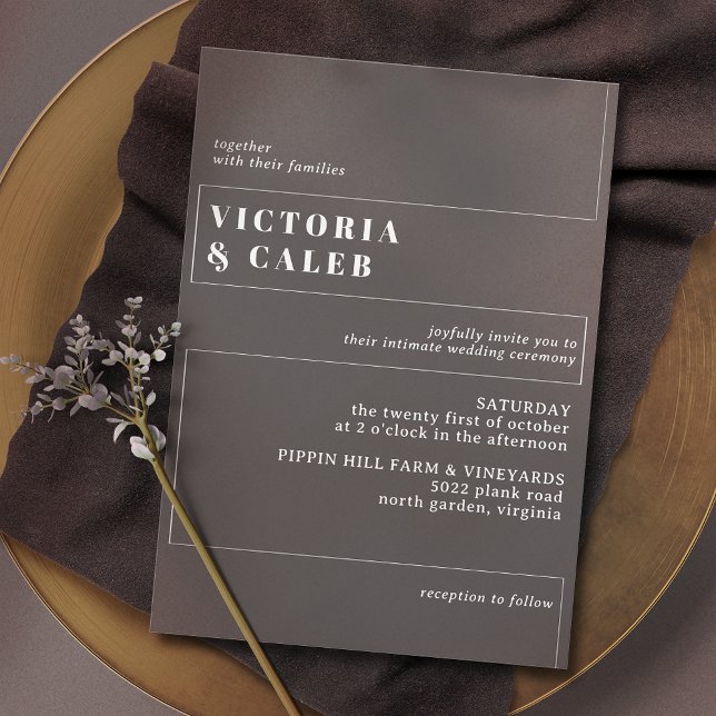 Invitación Boda Mínimo Moderno Moody Blanco y Negro (Subido por el creador)