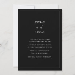Invitación Boda mínimo moderno negro