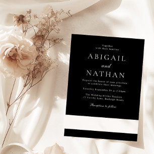 Invitación Boda mínimo moderno negro y blanco