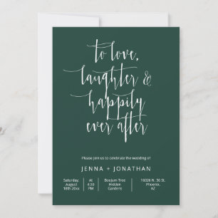 Invitación Boda mínimo moderno verde esmeralda, fotografía de