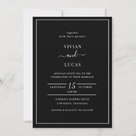 Invitación Boda mínimo negro moderno