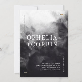 Invitación Boda mínimo negro oscuro de Smokey
