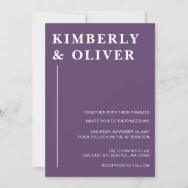 Invitación Boda Mínimo Púrpura Simple Moderno