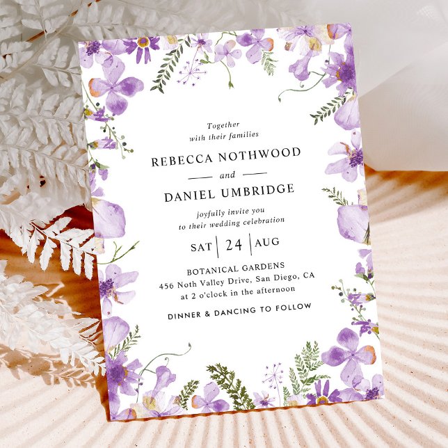 Invitación Boda Mínimo Simple Lilac Wildflowers (Subido por el creador)